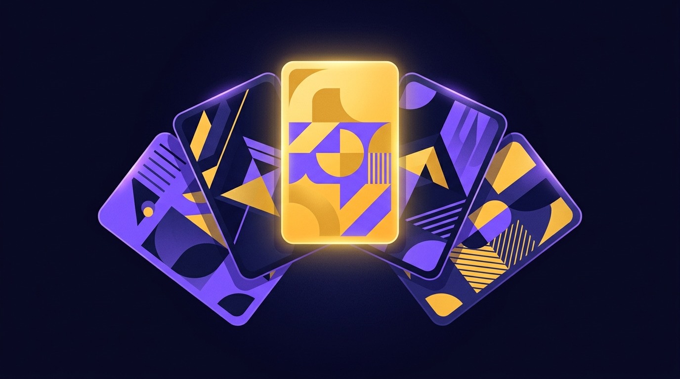 Illustration of several casino brand cards arranged for comparison
