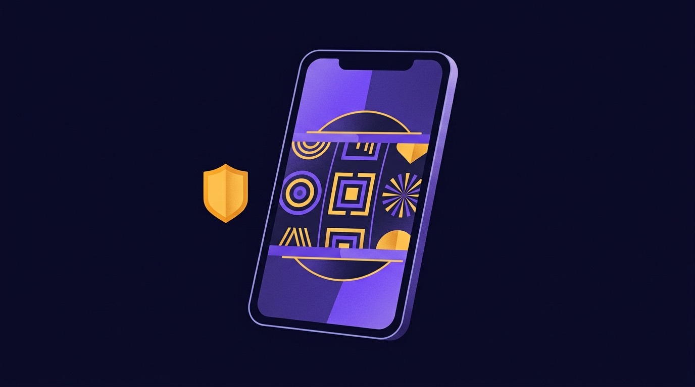 Illustration of a smartphone displaying a casino app beside a warning shield