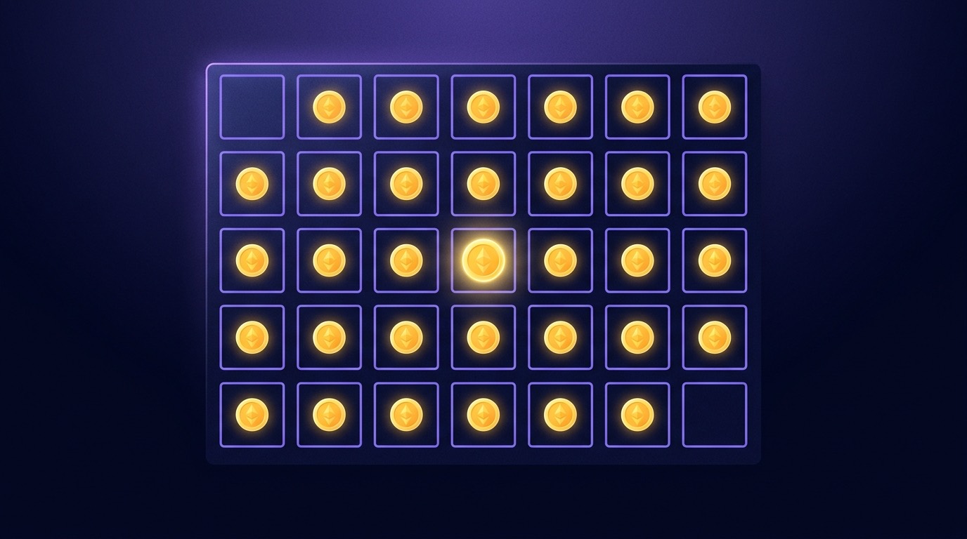 Illustration of a calendar with a glowing coin marking each day